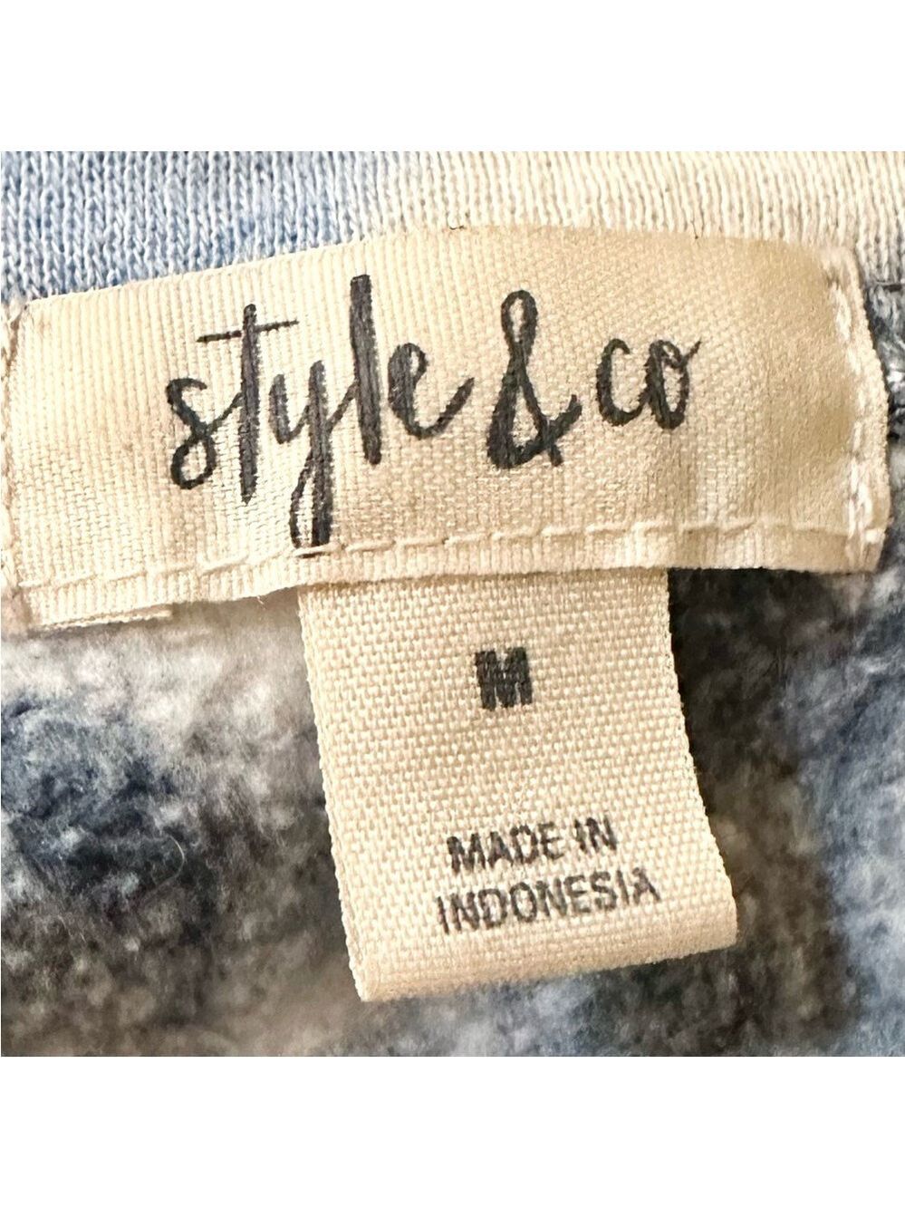 Style & Co. Blue and White Tie-Dye Long sleeve Sweatshirt - Picture 5 of 7